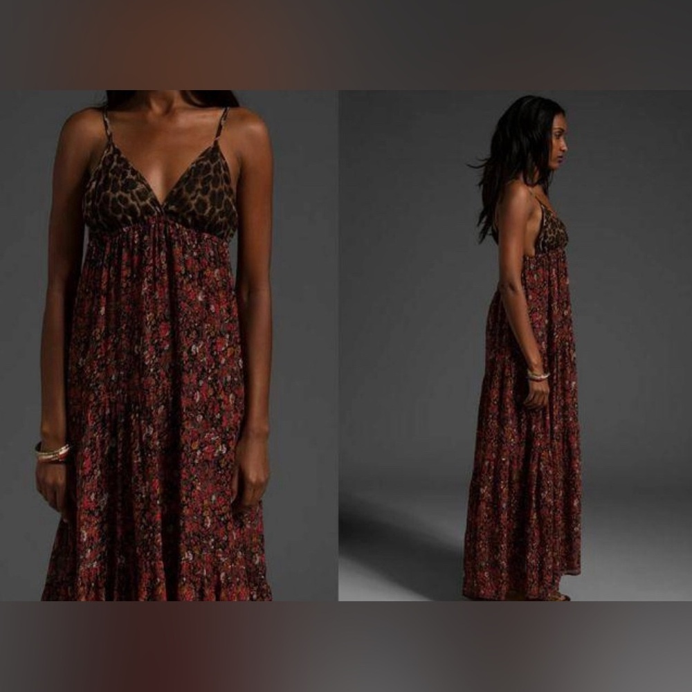 Planet Blue Blu Moon Floral and Leopard Maxi Dress